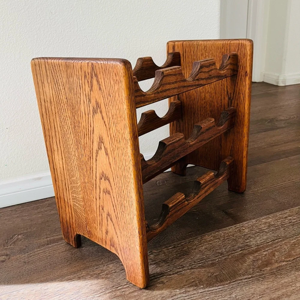 Vintage Teak Wood Mid-Century Wine Rack 9 Bottles Danish Modern 15/9/16 Inch